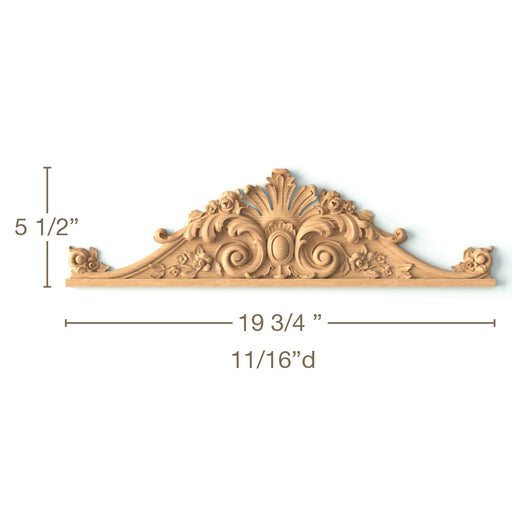 Majestic Pediment, 19 3/4"w x 5 1/2"h x11/16"d, SPECIAL ORDER Carved Pediments White River Hardwoods   