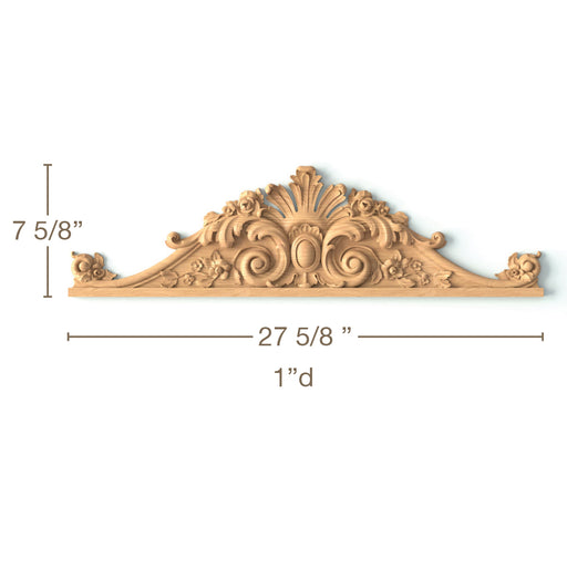 Majestic Pediment, 27 5/8"w x 7 5/8"h x1"d, SPECIAL ORDER Carved Pediments White River Hardwoods   