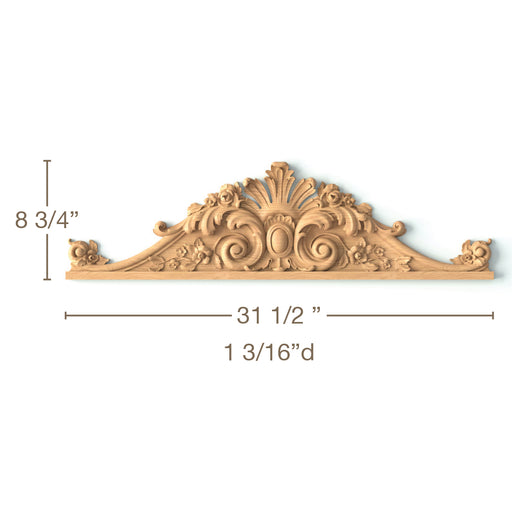 Majestic Pediment, 31 1/2"w x 8 3/4"h x1 3/16"d, SPECIAL ORDER Carved Pediments White River Hardwoods   