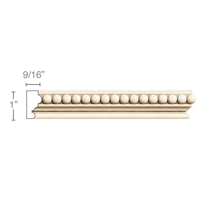 Small Beads (Repeats 1/4), 1"w x 9/16"d Panel Mouldings White River Hardwoods Poplar