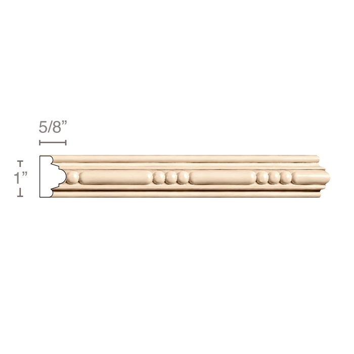 Small Bead and Barrel (Repeats 2 3/8), 1''w x 5/8''d Panel Mouldings White River Hardwoods Poplar
