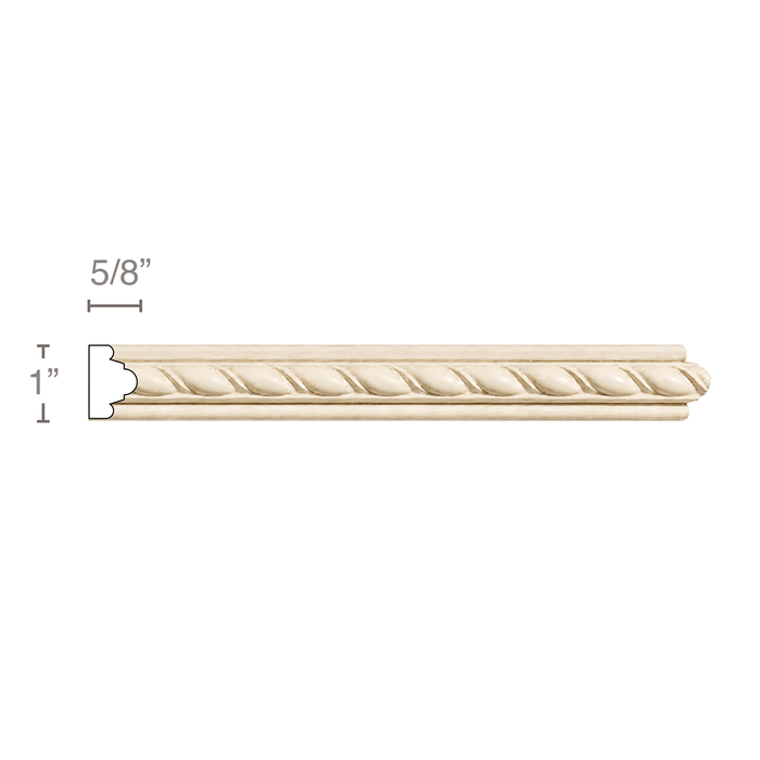 Small Rope (Repeats 3/4), 1''w x 5/8''d Panel Mouldings White River Hardwoods Poplar