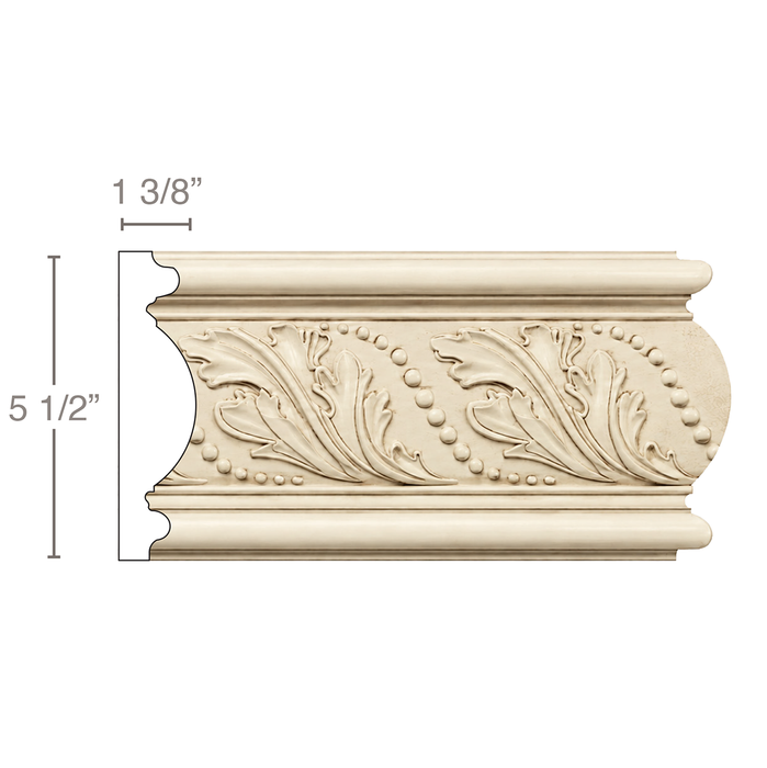 Acanthus with Pearls (Repeats 4 1/2), 5 1/2''w x 1 3/8''d Panel Mouldings White River Hardwoods Poplar