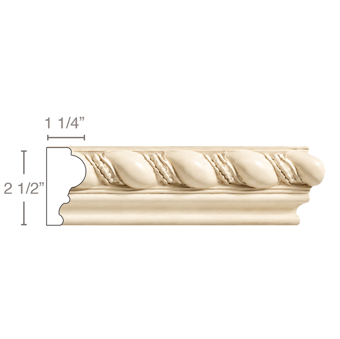 Large Rope with Pearls, 2 1/2''w x 1 1/4''d Panel Mouldings White River Hardwoods Poplar