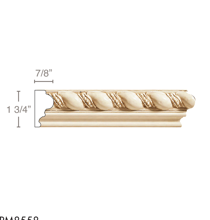 Medium Rope with Pearls, 1 3/4''w x 7/8''d Panel Mouldings White River Hardwoods Poplar