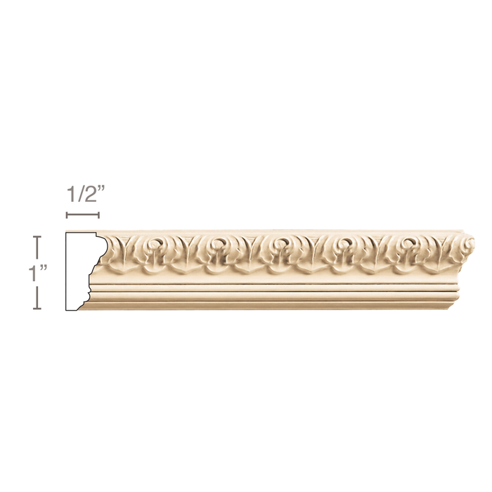Small Acanthus, 1''w x 1/2''d Panel Mouldings White River Hardwoods Poplar