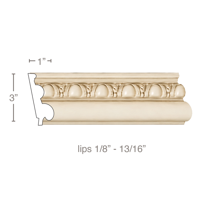 Egg & Dart, 3"w x 1"d, (lips 1/8" to 13/16) Panel Mouldings White River Hardwoods Poplar