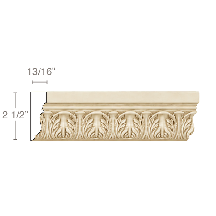 Small Acanthus Leaf, 2 1/2"w x 13/16"d Panel Mouldings White River Hardwoods Poplar