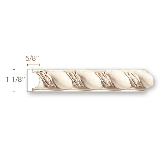 5/8 X 1-1/8 Medium Rope of Antiquity Mon Reale, Poplar Panel Mouldings White River Hardwoods