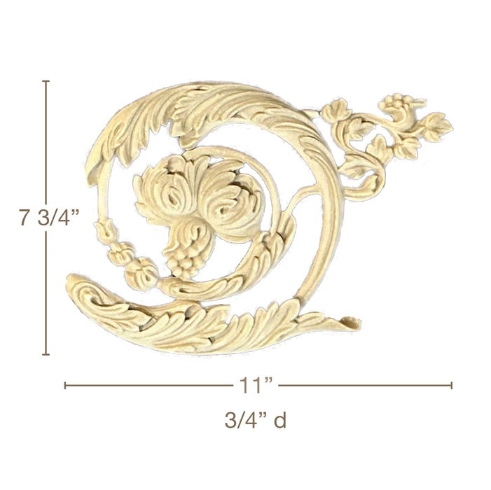Acanthus Scroll, LR Pair, Resin, 11"W x 7 3/4"H x 3/4"D Resin Onlays White River Hardwoods