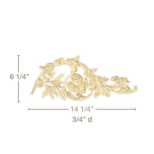 Acanthus Scroll, LR Pair, Resin, 14 1/4"W x 6 1/4"H x 3/4"D Resin Onlays White River Hardwoods