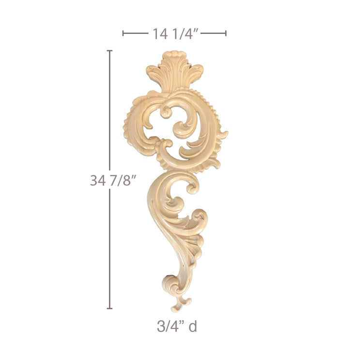 Acanthus Drop, 14 1/4" x 34 7/8" x 3/4", Resin, Ships: In 8 -12 Business Days Carved Resin Onlays White River Hardwoods   