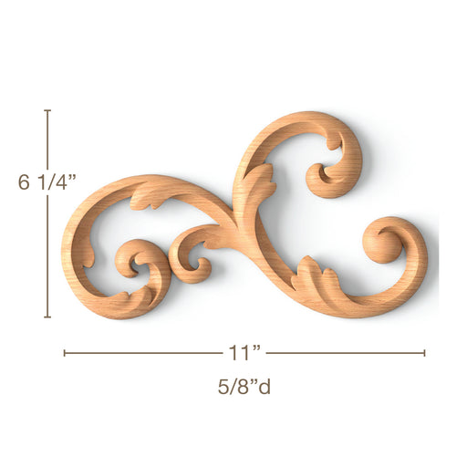 Scrolled Filigree, Left & Right Pair, 11"w x 6 1/4"h x 5/8"d Carved Onlays White River Hardwoods   