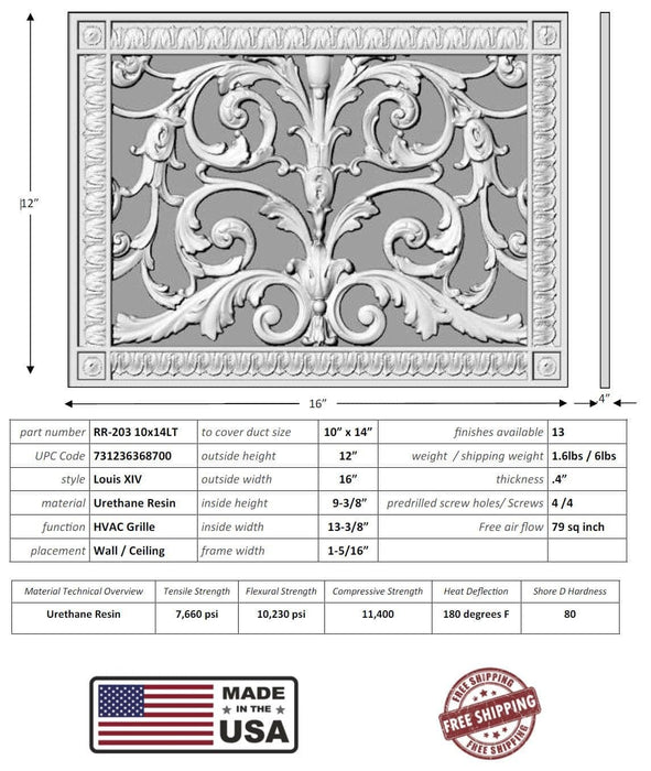 Louis XIV style grille for Duct Size of 10"- Please allow 1-2 weeks.