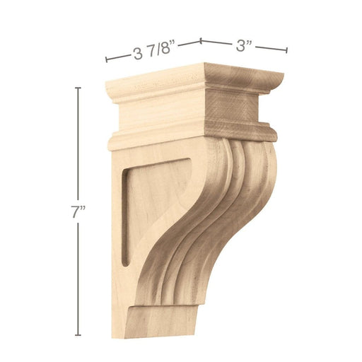 Small Corbel, 3''w x 7''h x 3 7/8''d Carved Corbels White River Hardwoods   
