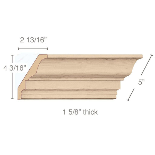 Crown Moulding for 3/4" Inserts, 4 5/8"w x 2 51/64"d x 8' length Carved Mouldings White River Hardwoods   