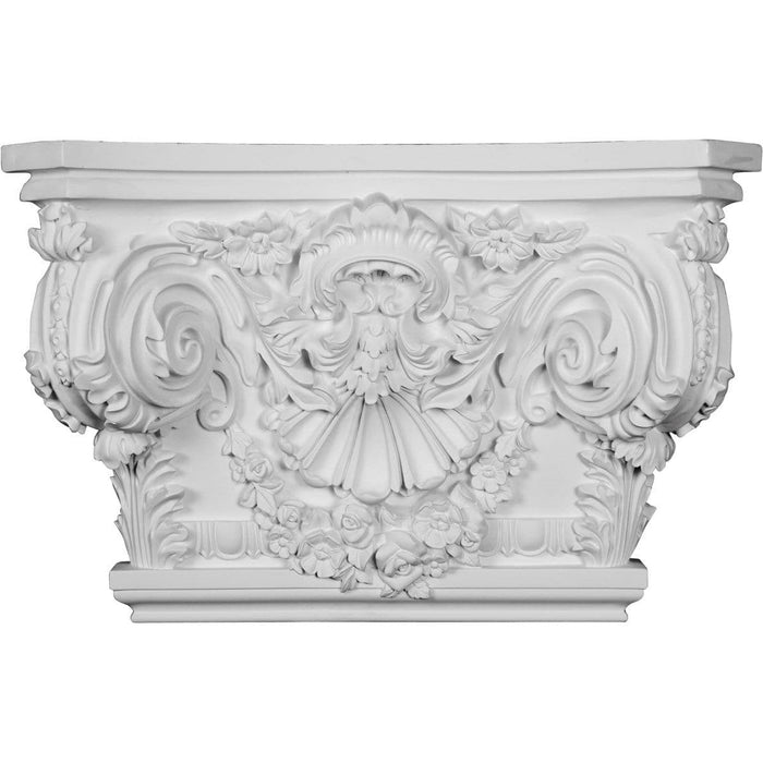 Rose Capital (Fits Pilasters up to 19 1/4"W x 2 5/8"D), 26 7/8"W x 17 1/2"H x 2 5/8"D