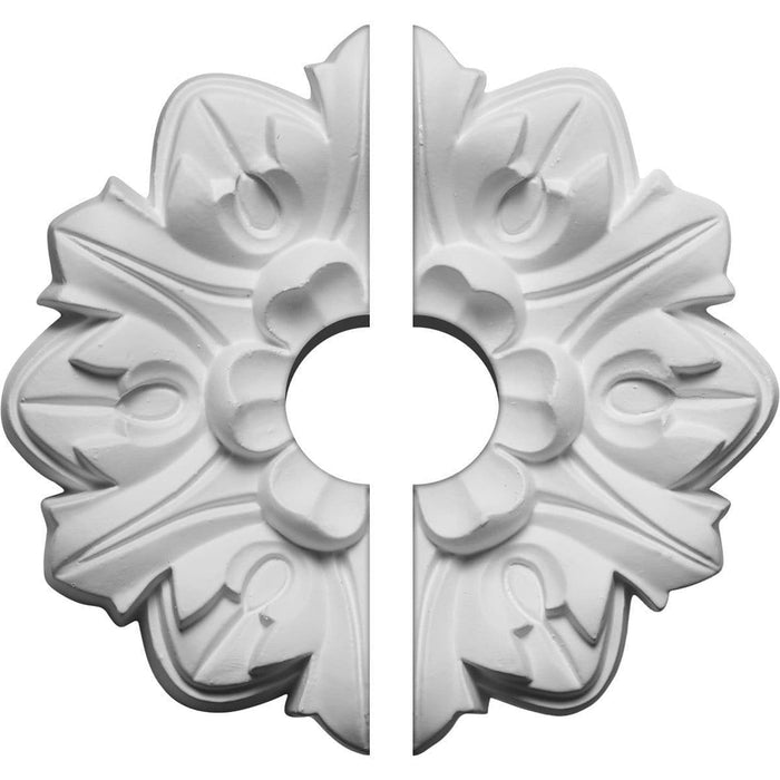 Medallón de techo de hoja, dos piezas (se adapta a marquesinas de hasta 1 1/2") 7 5/8" DE x 1 1/2" DI x 1" P