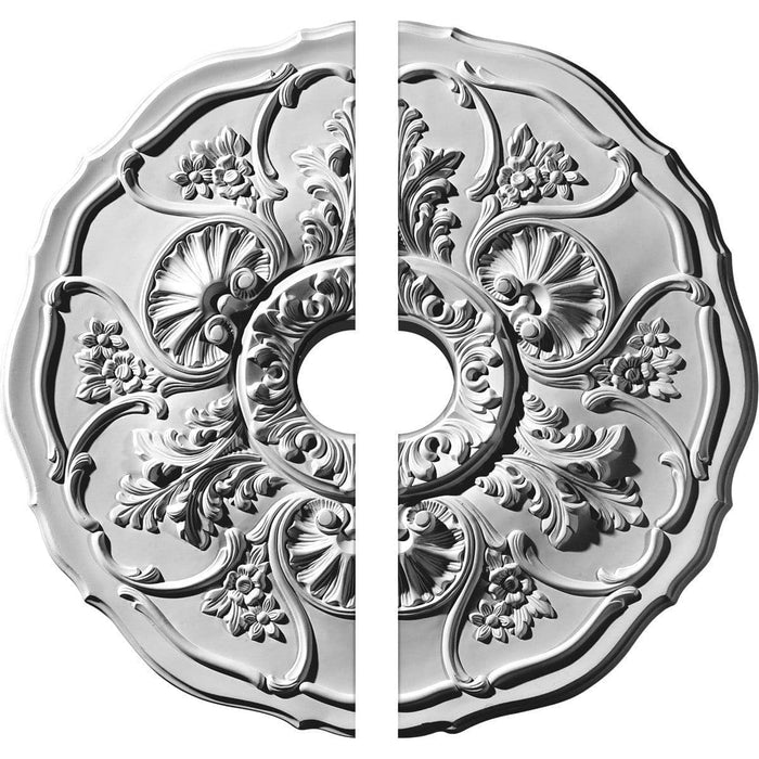 Ceiling Medallion, Two Piece (Fits Canopies up to 4")22 1/2"OD x 3 1/2"ID x 1 1/2"P Medallions - Urethane White River Hardwoods   