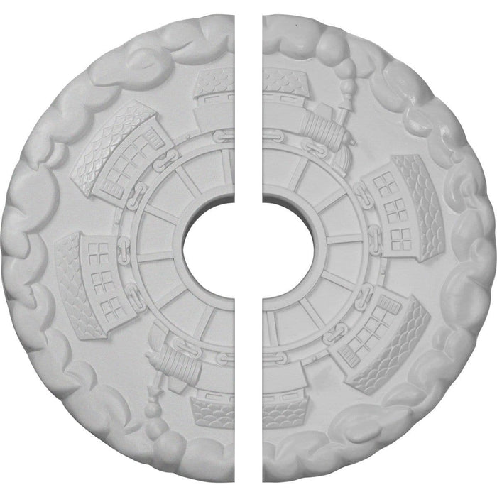 Train Station Ceiling Medallion, Two Piece (Fits Canopies up to 3 7/8")18 1/2"OD x 3 7/8"ID x 1"P