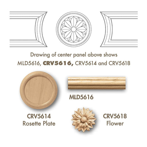 Reeded Panel Mould (Fits CRV5616 Reeded Radius Panel Mould), 3/4'' x 1/2'' x  8' length, Resin is priced per 8' length Carved Mouldings White River Hardwoods   