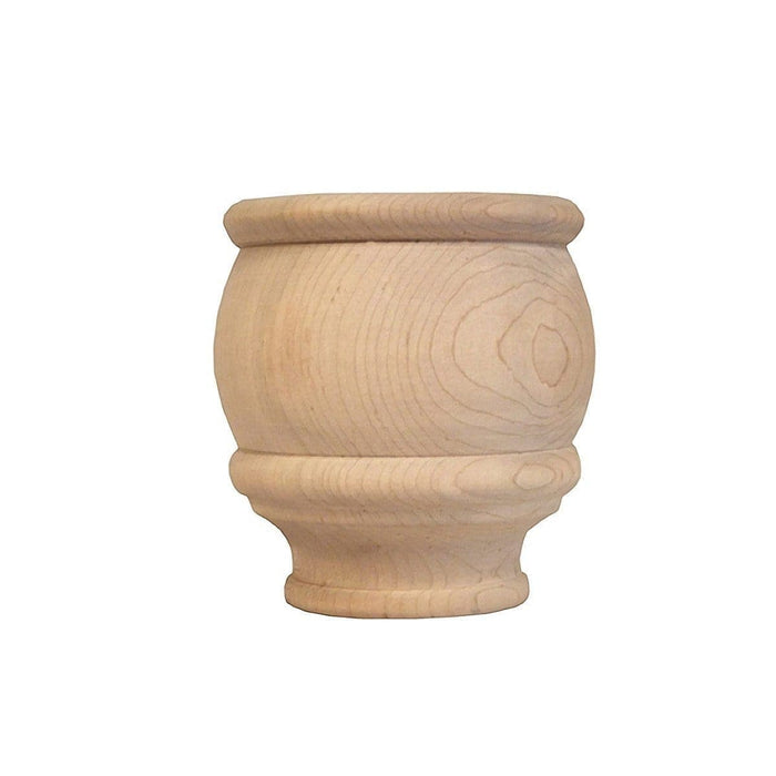 Traditional Round Reeded Bun Foot, 3 1/2"dia x 4"h Carved Feet White River Hardwoods Alder  