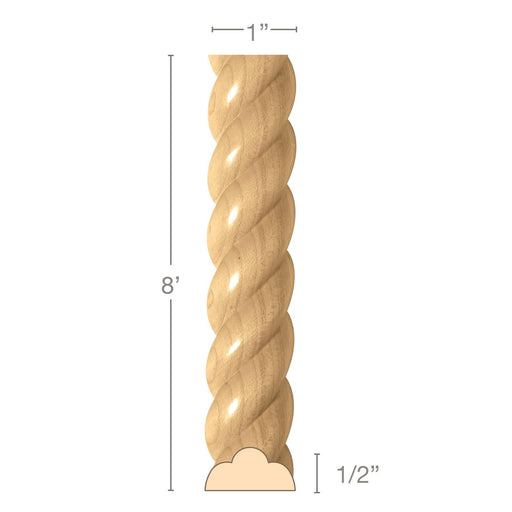 Small Rope Half Round Lineal, 1''w x 1/2''d x 8' length, Resin is priced per 8' length Carved Mouldings White River Hardwoods   