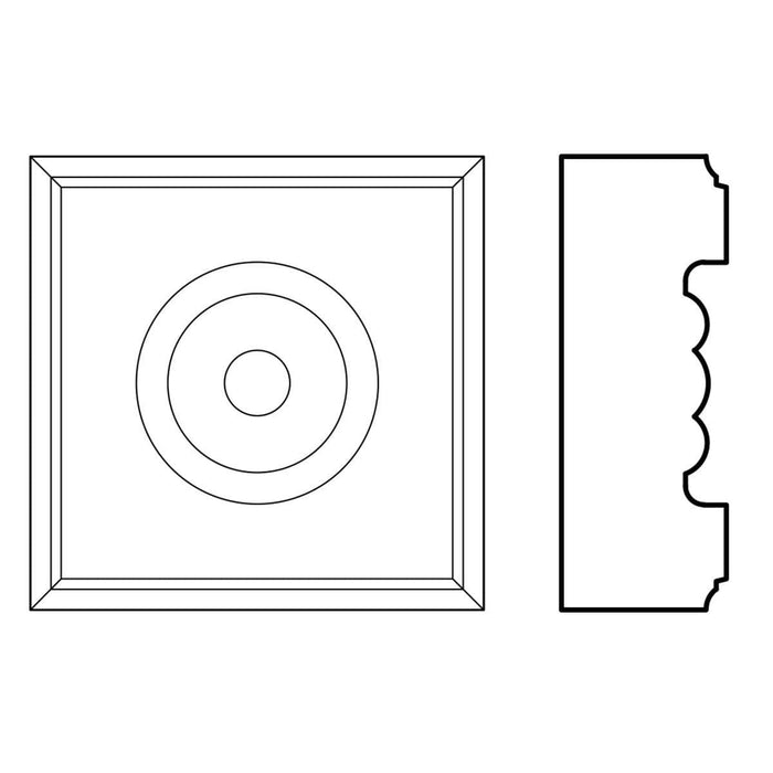 Roseta Bullseye (Acepta espesores de revestimiento de hasta 13/16 x 2 1/4 - 2 3/4), 2 3/4'' x 2 3/4'' x 1''