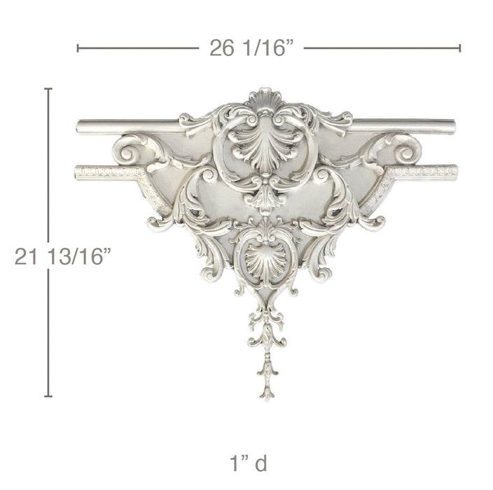 Acanthus Cartouche, 26 1/16"w x 21 13/16"h x 1"d Resin Onlays White River Hardwoods   