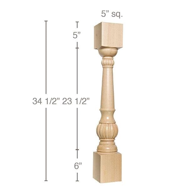 Carved Fluted Column 34 1/2