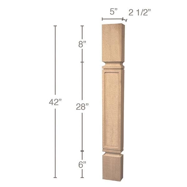 Columna dividida Mission Bar, 5" de ancho x 42" de alto x 2 1/2" de profundidad, 1 par