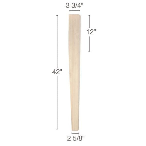 Contemporary 2 Sided Tapered Bar Column, 3  3/4"Â w x 42"h x 3  3/4"d Carved Columns White River Hardwoods   