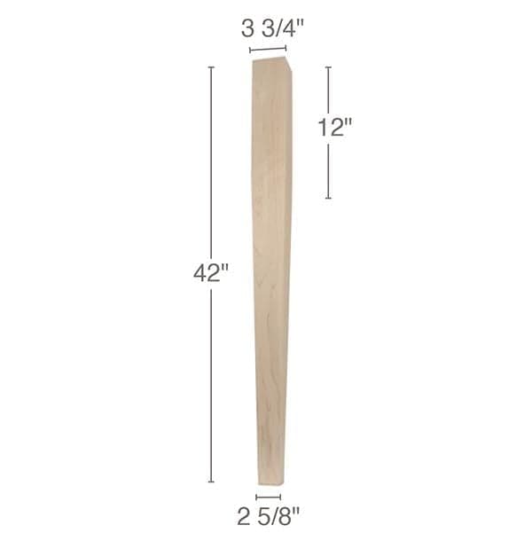 Contemporary 4 Sided Tapered Bar Column, 3  3/4"Â w x 42"h x 3  3/4"Â d Carved Columns White River Hardwoods   