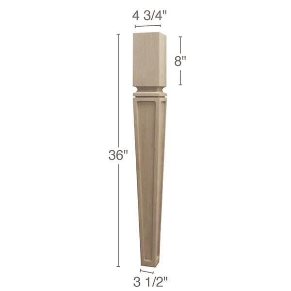 Mission Tapered Square Raised Panel Island Column, 4  3/4"sq. x 36"h