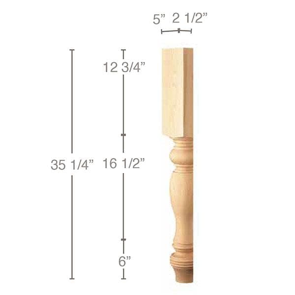 Traditional Country French Column Half, 1 Pair, 5"w x 35 1/4"h x 2 1/2"d Carved Columns White River Hardwoods   