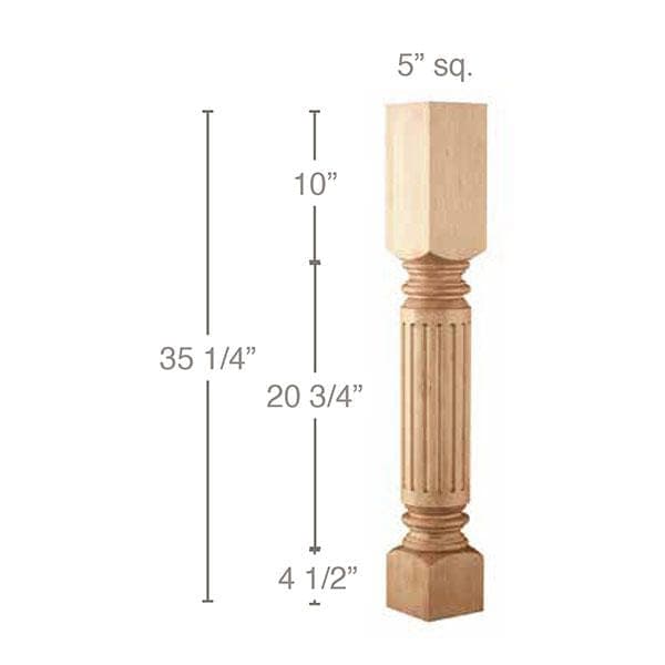 Fluted Classic Column, 5"sq. x 35 1/4"h