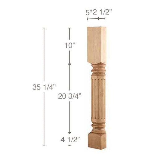Fluted Classic Column Half, 1 Pair, 5"w x 35 1/4"h x 2 1/2"d Carved Columns White River Hardwoods   
