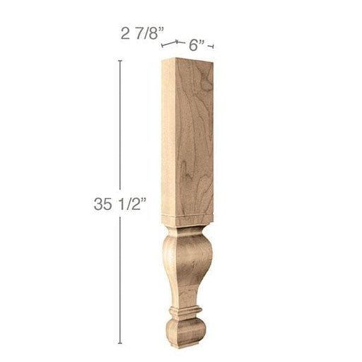 Large Diameter Gaelic Leg Half, 6"w x 35 1/2"h x 2 7/8"d, 1 Pair Carved Columns White River Hardwoods   