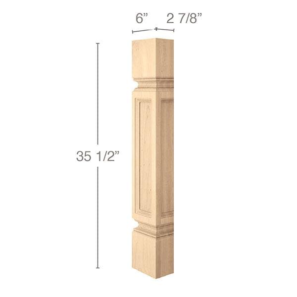 Medium Traditional Column Half, 6" sq. x 35 1/2"h, 1 Pair Carved Columns White River Hardwoods   