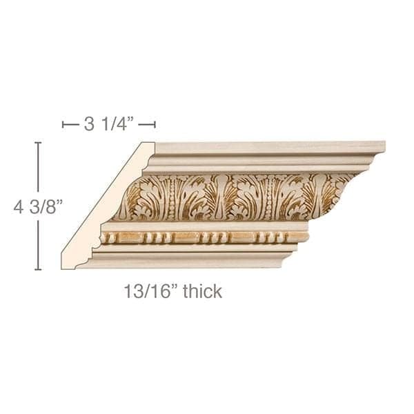 Large Acanthus with Bead and Barrel, 5 1/2''w x 13/16''d Cornice Mouldings White River Hardwoods   