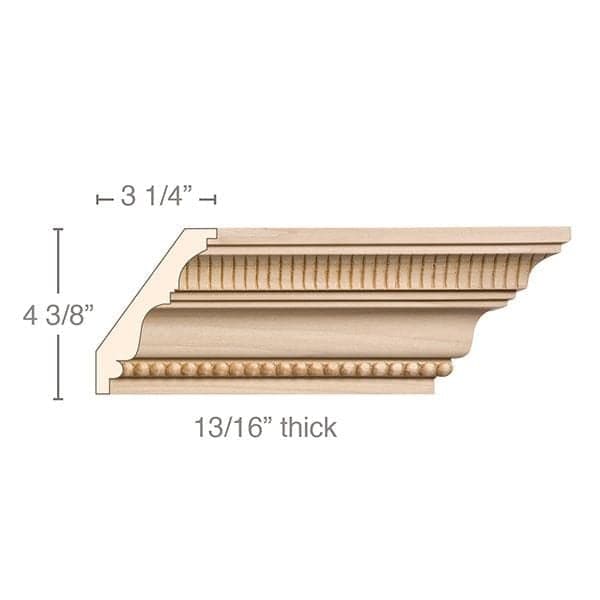 Fluting with Bead, 5 1/2''w x 13/16''d Cornice Mouldings White River Hardwoods   