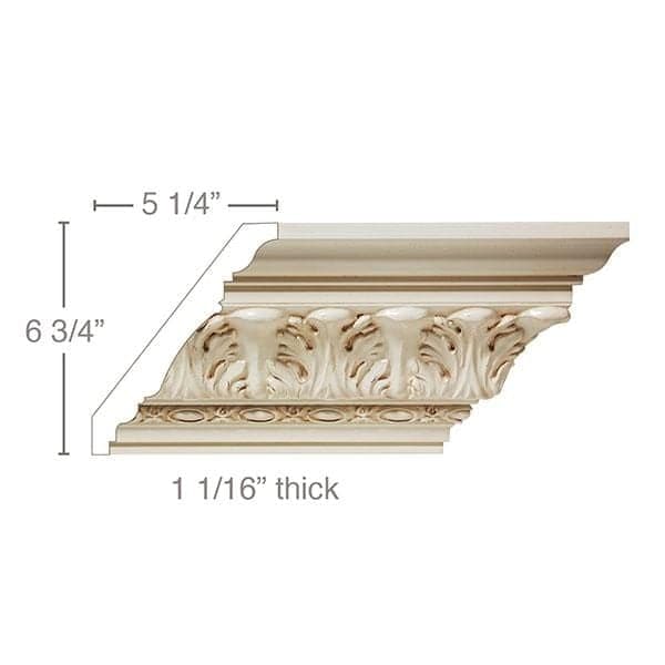 Acanthus Leaf & Coin, 1 1/16"w X 8 1/2"d Cornice Mouldings White River Hardwoods   