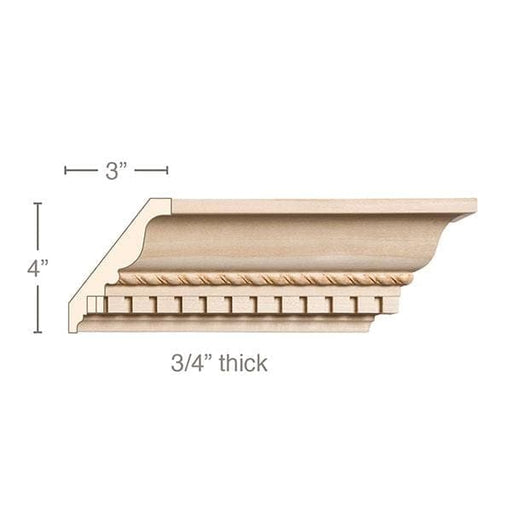 Rope with Dentil, 5'' x 3/4'' Cornice Mouldings White River Hardwoods   