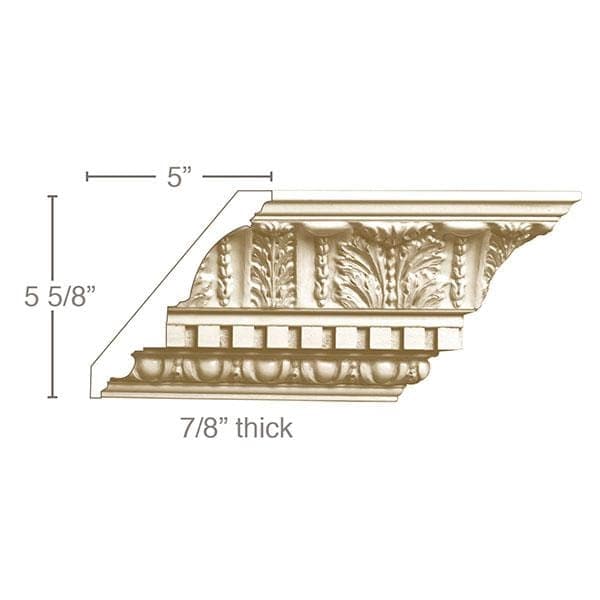 Large Acanthus with Dentil (Repeats 7 1/2), 7 1/2''w x 7/8''d Cornice Mouldings White River Hardwoods   