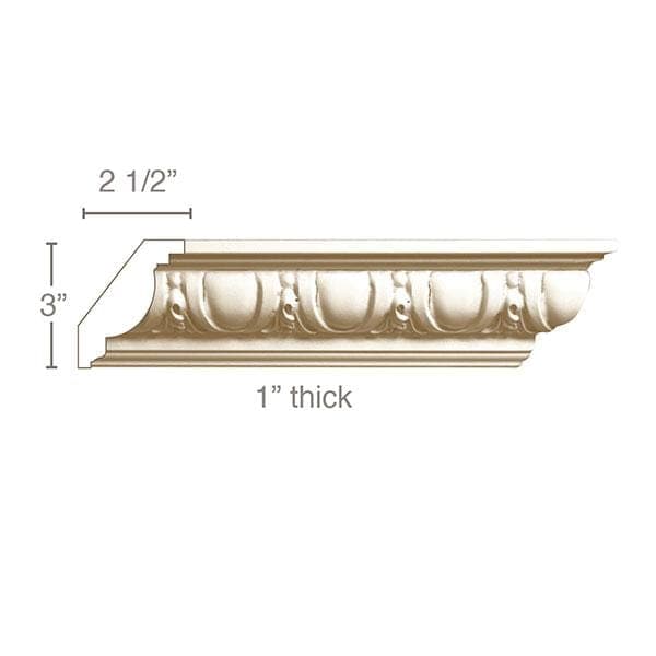 Egg and Dart (Repeats 3), 3 3/4''w x 1''d Cornice Mouldings White River Hardwoods   