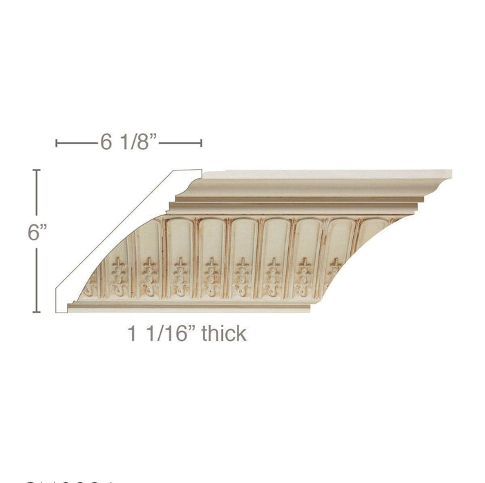 Large Fluting with Bellflowers, 1 1/16"w X 8 1/2"d Cornice Mouldings White River Hardwoods   