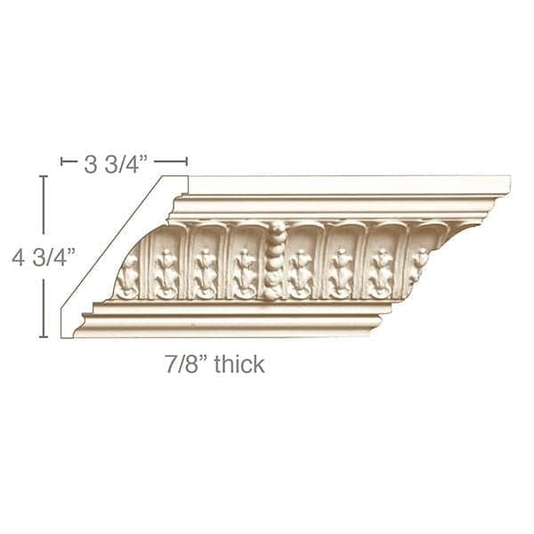 Fluting and Leaf with Beads (Repeats 13 1/2), 6''w x 7/8''d Cornice Mouldings White River Hardwoods   