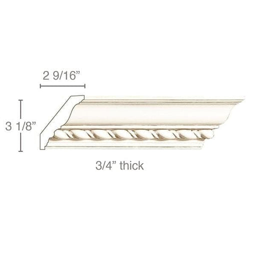 Large Rope, 4''w x 3/4''d Cornice Mouldings White River Hardwoods   