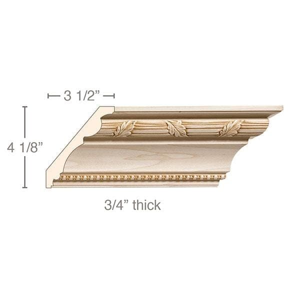 Reed with Leaf and Bead, 5 1/2''w x 3/4''d Cornice Mouldings White River Hardwoods   