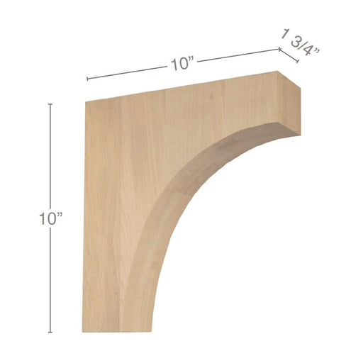 Contemporary Overhang Bar Bracket Corbel, 1 3/4"w x 10"h x 10"d Carved Corbels White River Hardwoods   
